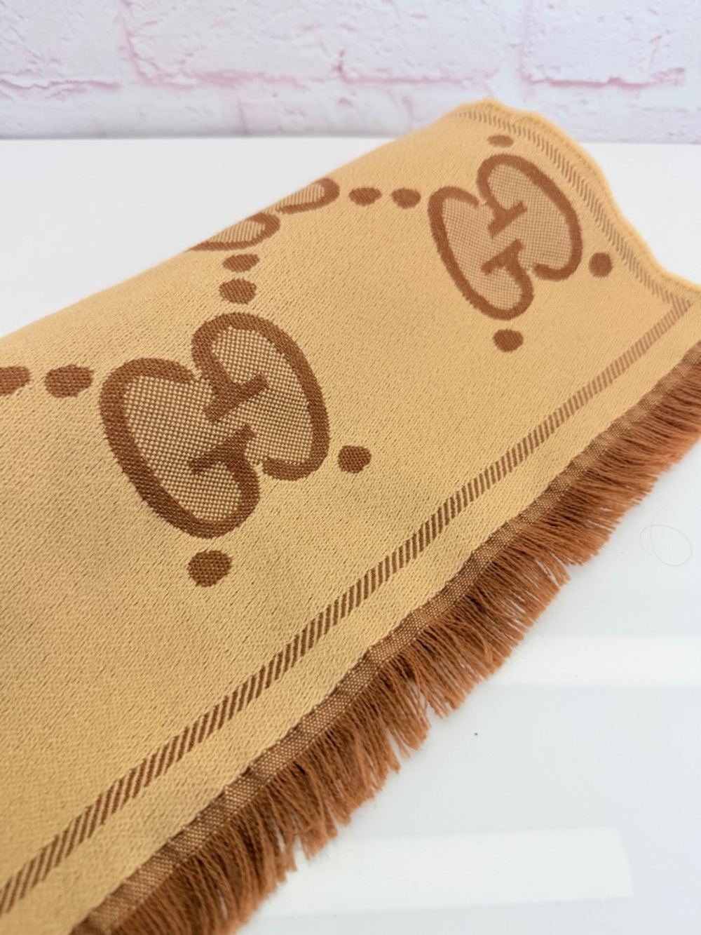 Gucci Giant GG Reversible Fringe Wool Scarf - Picture 3 of 12